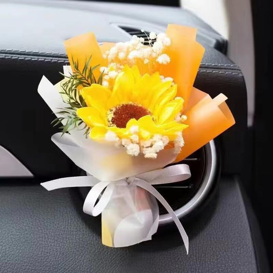 Cute Flower Bouquet Car Air Freshener Vent Clips and Adhesives for All Surfaces. Mini Bouquet Dried Flower for and Household Decoration Vent Clip Air Freshener Auto Interior Accessories
